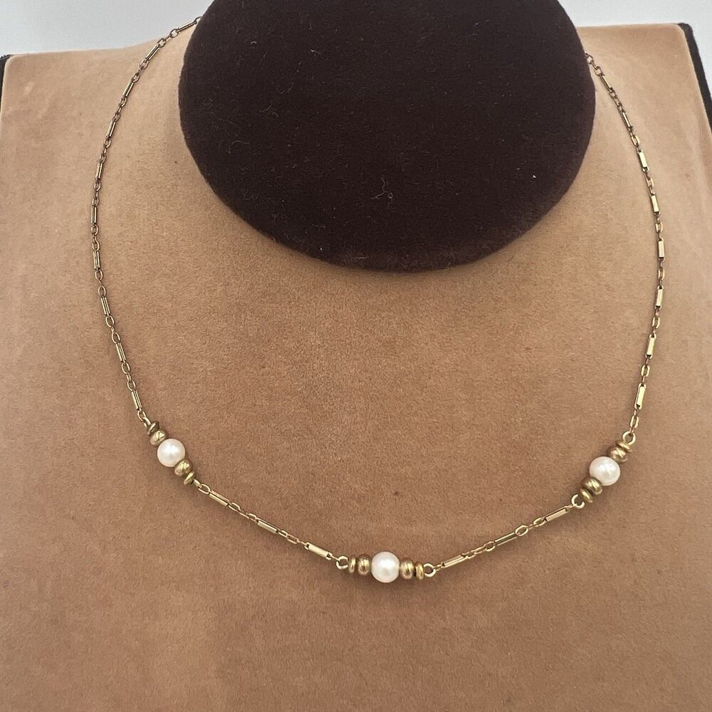 12 karat gold filled genuine Cultured pearl necklace 14" Children's Necklace